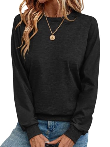 Onsoyours Pullover Damen Herbst Elegant Rundhals Langarm Sweatshirt Casual Oberteile Tops A Schwarz L von Onsoyours