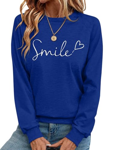 Onsoyours Pullover Damen Herbst Elegant Rundhals Langarm Sweatshirt Casual Oberteile Tops B Dunkelblau S von Onsoyours