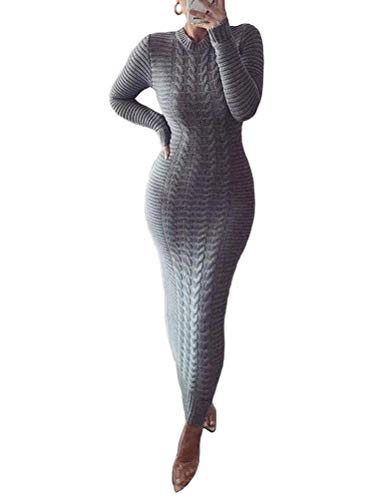 Onsoyours Pulloverkleid Damen Kleider Elegant Strickkleid V-Ausschnitt Langarm Tunika Kleid Minikleid Mit Gürtel B Grau M von Onsoyours