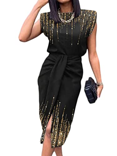 Onsoyours Pulloverkleid Damen V-Ausschnitt Einfarbig Partykleid Elegant Etuikleider Festliches Cocktail Bleistiftkleid Business Kleider K Schwarz04 L von Onsoyours