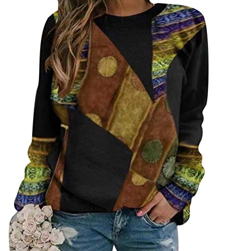 Onsoyours Pulover Damen Beste Freunde Pullover Sweatshirt Basic Langarmshirt Ocean Animal Landscape Print Kurzes Langarm-T-Shirt Bluse Tops O-Neck Lose Oberteile A Gelb M von Onsoyours