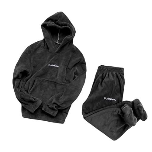 Onsoyours Pyjamas für Frauen Mädchen Damen Bequemes Kuscheln Warmes Fleece Twosie Pyjama Set Pyjama Bottoms Set Lounge Wear für Frauen C Schwarz M von Onsoyours