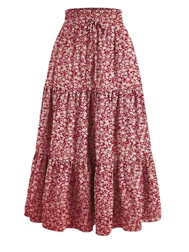 Onsoyours Rock Damen Hohe Taille Elastisch Blumen Röcke A-Linie Maxirock Boho Strandrock Sommerrock A Rot M Onsoyours Rock Damen Hohe Taille Elastisch Blumen Röcke A-Linie Maxirock Boho Strandrock Sommerrock A Rot M von Onsoyours