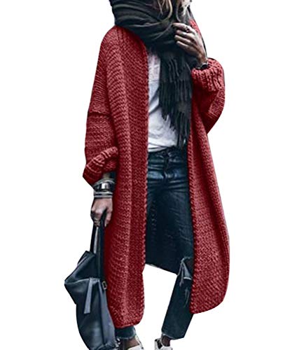 Onsoyours Rot Langarm Beiläufige Cardigan Strickjacke Mantel Sweater Damen Mode XXL von Onsoyours