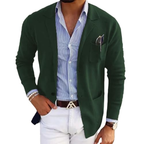 Onsoyours Sakko Blazer Herren Slim Fit Business Anzugjacke Dünner Blazer Hochzeit Sportmäntel Männer Mode Alltagsanzüge Vintage Einfarbig Sakkos Große Größe A Armeegrün M von Onsoyours
