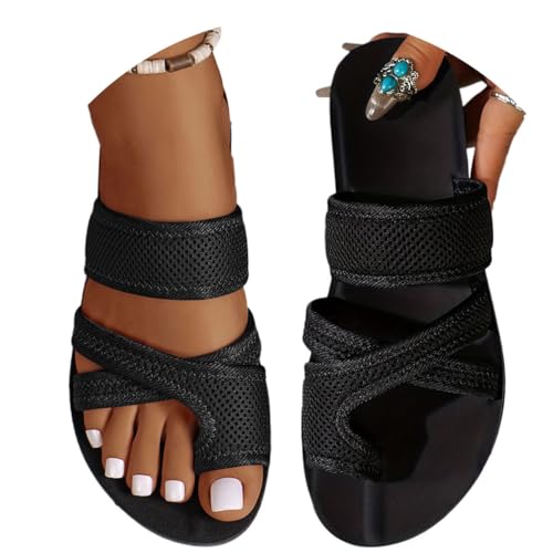 Onsoyours Sandalen Damen Sommer Big Toe Hallux Valgus Schuhe Frauen Bequeme Orthopädische Hausschuhe Sommer Mesh Strandsandalen Sandaletten Pantolette B Schwarz 40 EU von Onsoyours