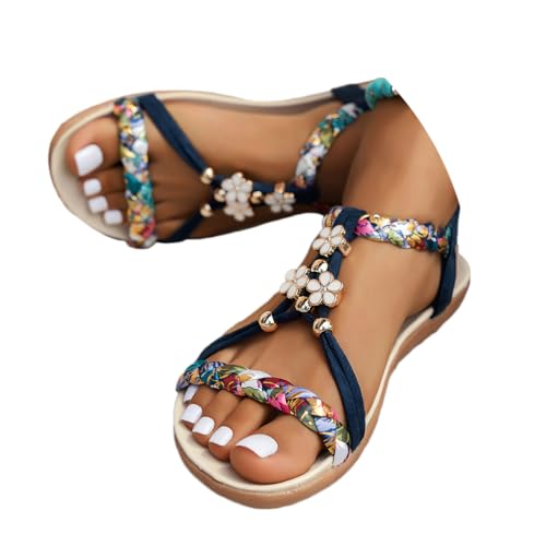 Onsoyours Sandalen Damen Sommer Flach Sandaletten Bohemia mit Strass Glitzer Freizeit Sommerschuhe Strand Schuhe A Dunkelblau 40 EU Onsoyours Sandalen Damen Sommer Flach Sandaletten Bohemia mit Strass Glitzer Freizeit Sommerschuhe Strand Schuhe A Dunkelblau 40 EU von Onsoyours