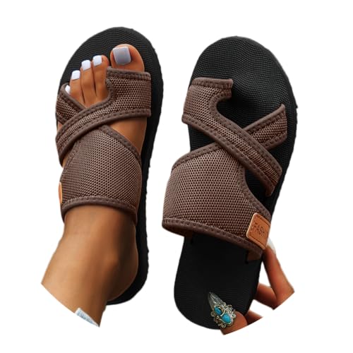 Onsoyours Sandalen Damen Sommer Hallux Valgus Schuhe Frauen Orthopädische Hausschuhe Mesh Plateau Strand Sandaletten Pantolette A Kaffee 40 EU von Onsoyours