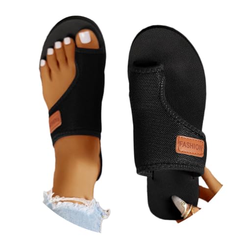 Onsoyours Sandalen Damen Sommer Hallux Valgus Schuhe Frauen Orthopädische Hausschuhe Mesh Plateau Strand Sandaletten Pantolette B Schwarz 42 EU von Onsoyours