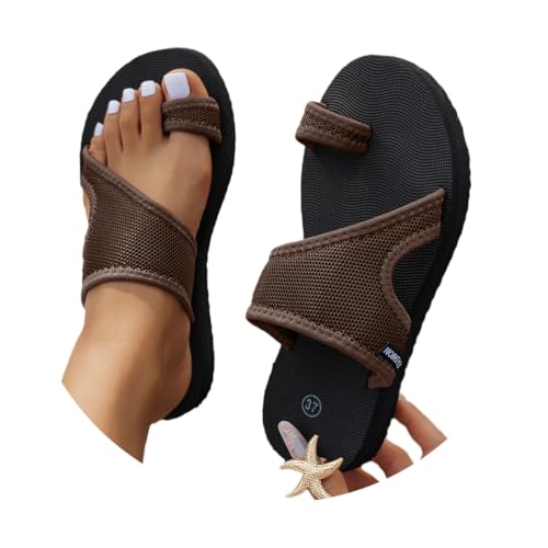 Onsoyours Sandalen Damen Sommer Hallux Valgus Schuhe Frauen Orthopädische Hausschuhe Mesh Plateau Strand Sandaletten Pantolette D Kaffee 36 EU von Onsoyours