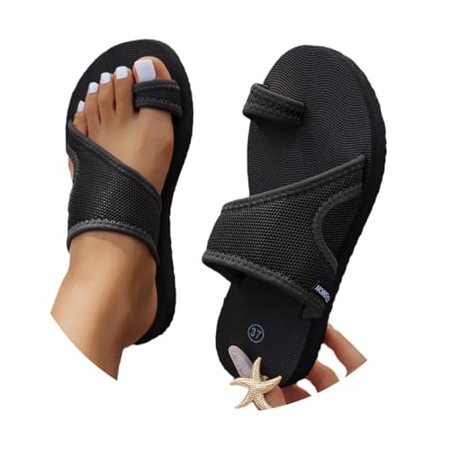 Onsoyours Sandalen Damen Sommer Hallux Valgus Schuhe Frauen Orthopädische Hausschuhe Mesh Plateau Strand Sandaletten Pantolette D Schwarz 38 EU von Onsoyours