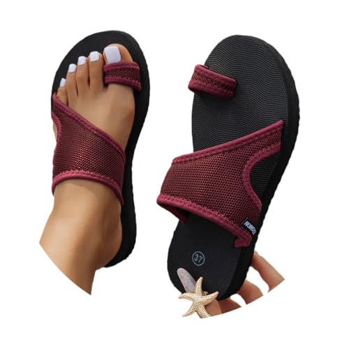 Onsoyours Sandalen Damen Sommer Hallux Valgus Schuhe Frauen Orthopädische Hausschuhe Mesh Plateau Strand Sandaletten Pantolette D Weinrot 42 EU von Onsoyours