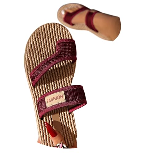 Onsoyours Sandalen Damen Sommer Hallux Valgus Schuhe Mesh Zehentrenner Frauen Bequeme Orthopädische Strandsandalen Slides Sandaletten Pantoletten C Weinrot 40 EU von Onsoyours