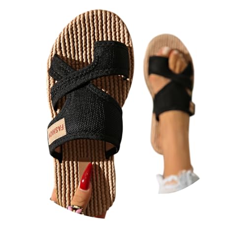 Onsoyours Sandalen Damen Sommer Hallux Valgus Schuhe Mesh Zehentrenner Frauen Bequeme Orthopädische Strandsandalen Slides Sandaletten Pantoletten D Schwarz 41 EU von Onsoyours