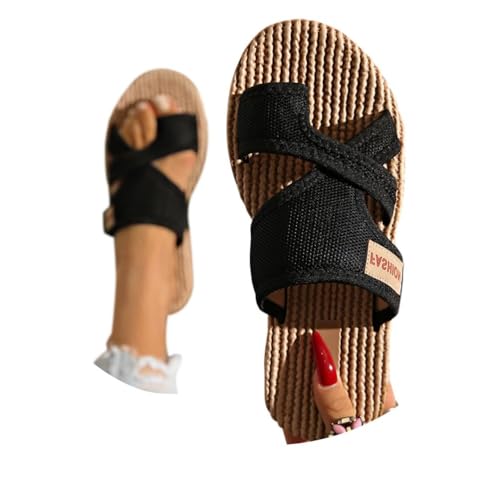 Onsoyours Sandalen Damen Sommer Hallux Valgus Schuhe Mesh Zehentrenner Frauen Bequeme Orthopädische Strandsandalen Slides Sandaletten Pantoletten D Schwarz 42 EU von Onsoyours