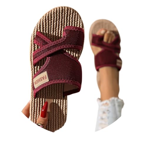 Onsoyours Sandalen Damen Sommer Hallux Valgus Schuhe Mesh Zehentrenner Frauen Bequeme Orthopädische Strandsandalen Slides Sandaletten Pantoletten D Weinrot 36 EU von Onsoyours