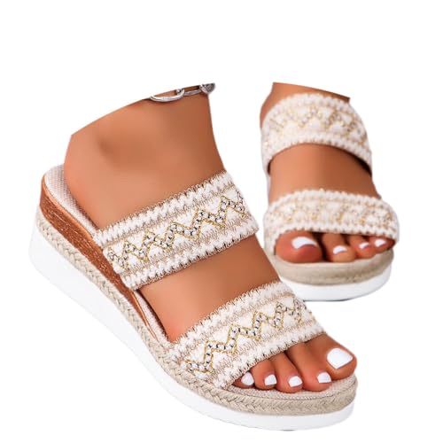 Onsoyours Sandalen Damen Sommerschuhe Pantoletten Keilabsatz Casual Sommer Wedge Peep Toe Plattform Keilsandalen Espadrilles Plateau Sandalen Strandsandalen A Beige 37 EU Onsoyours Sandalen Damen Sommerschuhe Pantoletten Keilabsatz Casual Sommer Wedge Peep Toe Plattform Keilsandalen Espadrilles Plateau Sandalen Strandsandalen A Beige 37 EU von Onsoyours