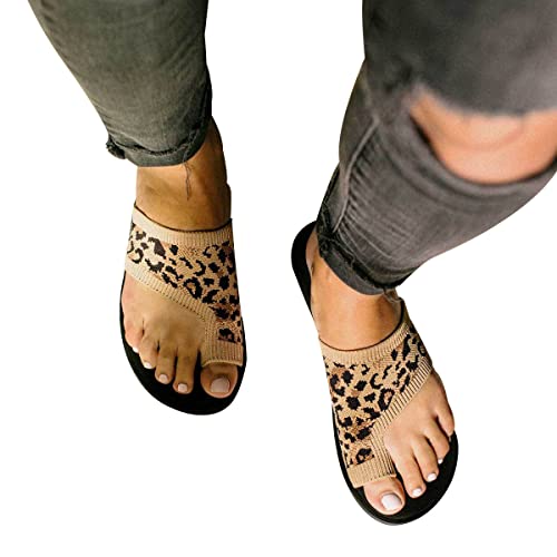 Onsoyours Sandalen Für Frauen Retro Comfy Premium Sommer-Hausschuhe Aushöhlen Flacher Ferse Flip Flop Beach Sandalen Damen Mode Plattform Open Toe Schuhe A Leopard 39 EU von Onsoyours