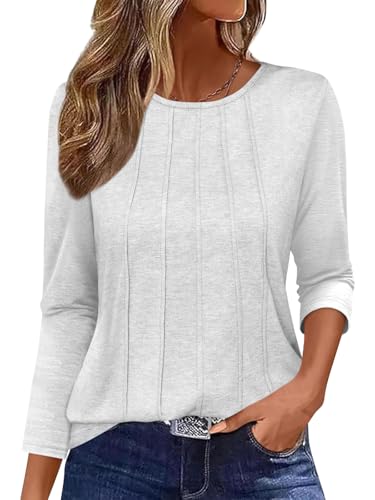Onsoyours Shirt Damen 3/4 Arm Rundhals Mit Falten Tshirt Sommer T-Shirts Casual Oberteile Einfarbig Basic Shirt A Weiß XXL Onsoyours Shirt Damen 3/4 Arm Rundhals Mit Falten Tshirt Sommer T-Shirts Casual Oberteile Einfarbig Basic Shirt A Weiß XXL von Onsoyours