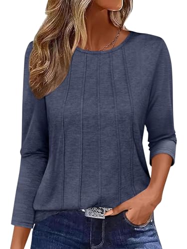 Onsoyours Shirt Damen 3/4 Arm Rundhals Tshirt Casual Tops Sommer Oberteile Mit Falten Einfarbig Basic Shirt A Dunkelblau XXL Onsoyours Shirt Damen 3/4 Arm Rundhals Tshirt Casual Tops Sommer Oberteile Mit Falten Einfarbig Basic Shirt A Dunkelblau XXL von Onsoyours