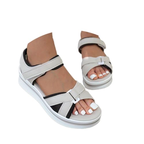 Onsoyours Sommer Slingback Sandalen Damen Sport Sandalen Plateau Lässige Peep Toe Sandaletten Bequeme Weiche Sohle Casual Sommerschuhe Mit Klettverschluss A Grau 36 EU von Onsoyours