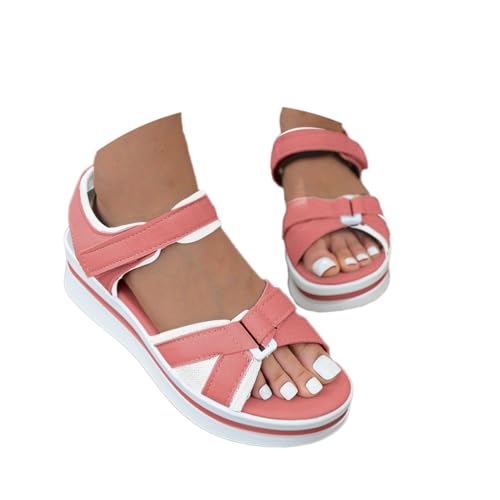 Onsoyours Sommer Slingback Sandalen Damen Sport Sandalen Plateau Lässige Peep Toe Sandaletten Bequeme Weiche Sohle Casual Sommerschuhe Mit Klettverschluss A Rosa 38 EU von Onsoyours