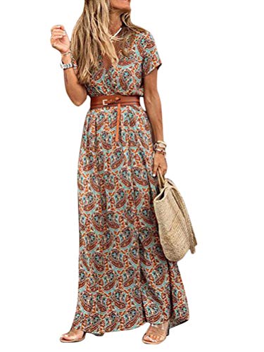 Onsoyours Sommerkleid Damen Lang Maxikleider Für Damen Strandkleid Sexy Kleid Kurzarm Jerseykleider Strickkleider Rundhals Mit Gürtel A Braun L Onsoyours Sommerkleid Damen Lang Maxikleider Für Damen Strandkleid Sexy Kleid Kurzarm Jerseykleider Strickkleider Rundhals Mit Gürtel A Braun L von Onsoyours