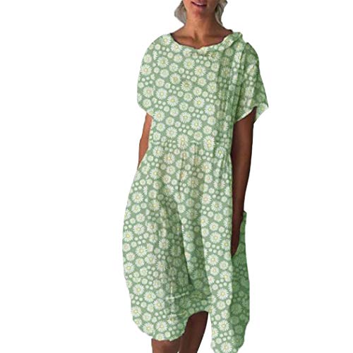 Onsoyours Sommerkleid Damen Lang Strandkleid V Ausschnitt Strandkleider Kleider Tunika Floral Kleid Kurzarm Bohokleid A-Linie Kleid Sommer Blumenkleid B Grün M von Onsoyours