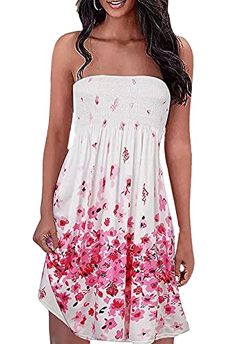 Onsoyours Sommerkleid Minikleid Langes Damen Kleider Bandeau Kleid Trägerloses Strandkleid Abendkleid Partykleid Cocktailkleid 4 Weiß M von Onsoyours