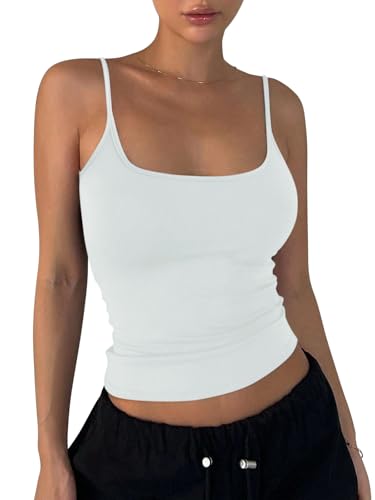 Onsoyours Spaghetti Top Damen Sommer Tank Top Ärmellose Oberteile Sexy Slim Fit Cami Crop Top Einfarbig Basic Shirts A Weiß S Onsoyours Spaghetti Top Damen Sommer Tank Top Ärmellose Oberteile Sexy Slim Fit Cami Crop Top Einfarbig Basic Shirts A Weiß S von Onsoyours