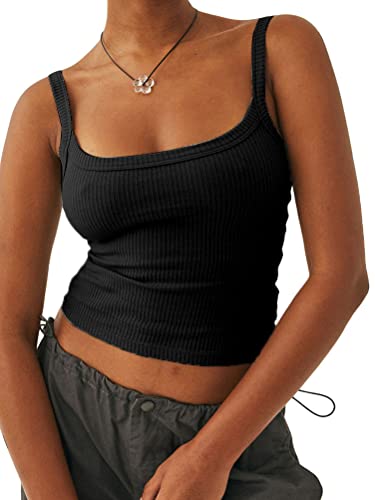 Onsoyours Spaghetti Tops Damen Ärmellos Unterhemd Sexy Tank Top Gerippt Camisole Sommer Shirts Oberteile A Schwarz S von Onsoyours