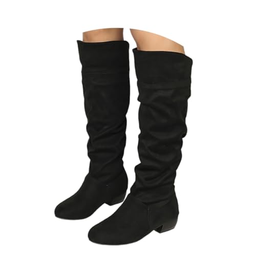 Onsoyours Stiefel Damen Overknees Wildleder Langschaft Stiefel Elegant Bequemer Hohe Boots mit Blockabsatz Herbst Winterstiefel A Schwarz 40 EU von Onsoyours