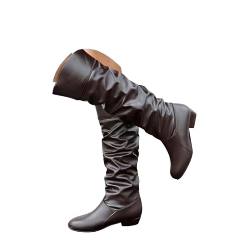 Onsoyours Stiefel Damen Overknees Wildleder Langschaft Stiefel Elegant Bequemer Hohe Boots mit Blockabsatz Herbst Winterstiefel B Kaffee 36 EU von Onsoyours