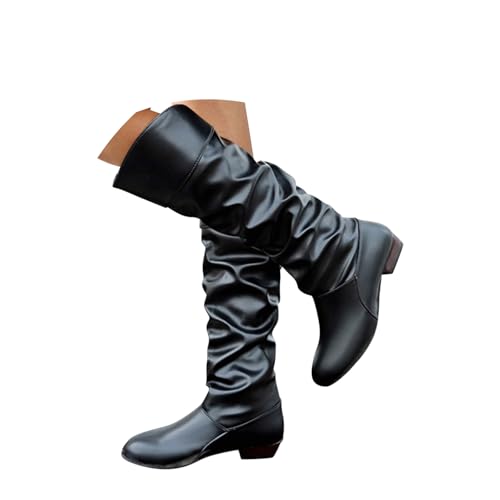 Onsoyours Stiefel Damen Overknees Wildleder Langschaft Stiefel Elegant Bequemer Hohe Boots mit Blockabsatz Herbst Winterstiefel B Schwarz 39 EU von Onsoyours