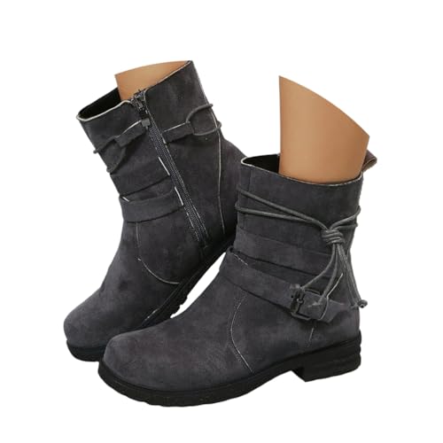 Onsoyours Stiefeletten Damen Wildleder Elegant Bequemer Cowboystiefel Kurz Ankle Boots Herbst Winterschuhe A Dunkelgrau 37 EU von Onsoyours