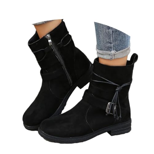 Onsoyours Stiefeletten Damen Wildleder Elegant Bequemer Cowboystiefel Kurz Ankle Boots Herbst Winterschuhe A Schwarz 38 EU von Onsoyours