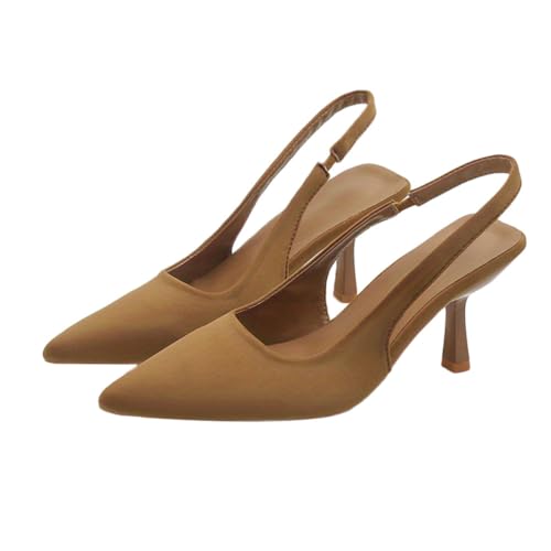 Onsoyours Stiletto Damen Slingback Kitten Heel Spitz Zehen Kleid Pumps Schuhe A Khaki 39 EU von Onsoyours