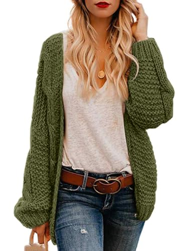 Onsoyours Strickjacke Damen Grobstrick Cardigan Strickmantel strickcardigan Kurz Open Front Cardigan Cover Up Outwear mit Tasche Oversize Herbst von Onsoyours