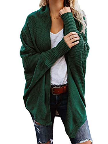 Onsoyours Strickjacke Damen Grobstrick Strickmantel Herbst Winter Cardigan Lange Ärmel Solid Color Casual Mantel Pullover Coat Open Front Sweater Grün 34 von Onsoyours