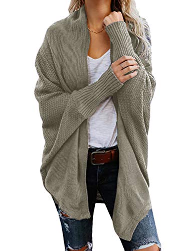 Onsoyours Strickjacke Damen Grobstrick Strickmantel Herbst Winter Cardigan Lange Ärmel Solid Color Casual Mantel Pullover Coat Open Front Sweater Hellgrün 34 von Onsoyours