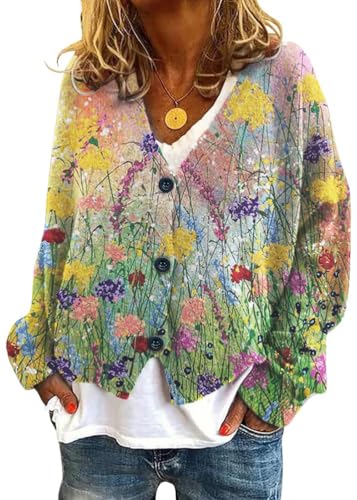 Onsoyours Strickjacke Damen Herbst Winter Chic V-Ausschnitt Strickmantel Druck Langarm Gestrickte Cardigan Übergangsjacke Elegant Lose Knopf Strickpullover Lässige Mantel A04 Gelb XXL Onsoyours Strickjacke Damen Herbst Winter Chic V-Ausschnitt Strickmantel Druck Langarm Gestrickte Cardigan Übergangsjacke Elegant Lose Knopf Strickpullover Lässige Mantel A04 Gelb XXL von Onsoyours