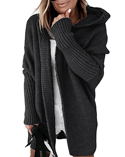 Onsoyours Strickjacke Damen Strickmantel Strickcardigan Damen Herbst Winter Casual Open Front Sweater Cardigan Cover Up Patchwork Outwear A Dunkelgrau L von Onsoyours