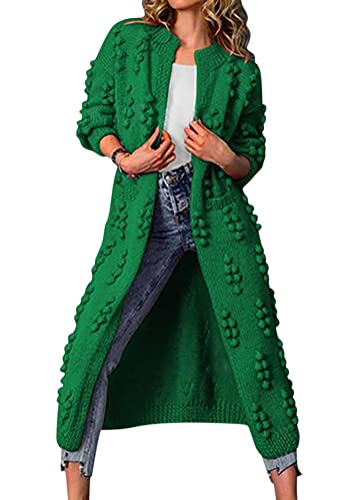 Onsoyours Strickmantel Lang Damen Einfarbige Strickcardigan Pullover Fledermausärmel Strickjacke Herbst Winter Langarm Open Front Sweater Cardigan Outwear Grün XL von Onsoyours