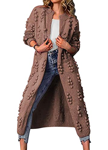 Onsoyours Strickmantel Lang Damen Einfarbige Strickcardigan Pullover Fledermausärmel Strickjacke Herbst Winter Langarm Open Front Sweater Cardigan Outwear Kaffee XXL von Onsoyours