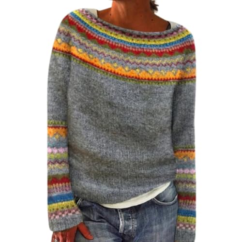 Onsoyours Strickpullover Damen Elegant Rundhals Jumper Pullover Herbst Winter Einfarbiger Warm Pulli Oberteil Streifen Sweater Sweatshirt C05 Gelb M von Onsoyours