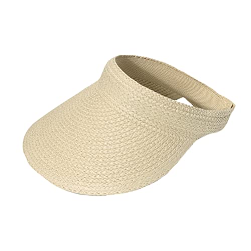 Onsoyours Sun Visor Hüte Damen mit Großer Krempe Faltbar Visor Cap Strohhut für Sommer Sonnenschutz Sport Strand Hut für Strand Golf A Beige Einheitsgröße von Onsoyours