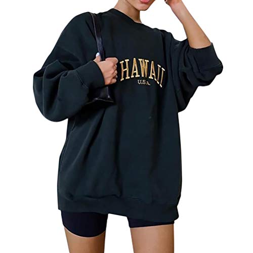 Onsoyours Sweatshirts Damen Lange Ärmel Pullover Winter Mit Rundhalsausschnitt Vintage Streetwear Oversized Bunter Cartoons Mädchen Sportbekleidung Top L Schwarz XL von Onsoyours