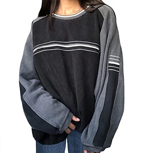 Onsoyours Sweatshirts Damen Lange Ärmel Pullover Winter Mit Rundhalsausschnitt Vintage Streetwear Oversized Bunter Cartoons Mädchen Sportbekleidung Top Z3 Schwarz L von Onsoyours