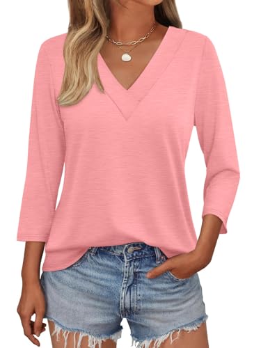 Onsoyours T-Shirt Damen 3/4 Arm Sommer Tshirt V-Ausschnitt Oberteil Casual Basic Shirts A Koralle M Onsoyours T-Shirt Damen 3/4 Arm Sommer Tshirt V-Ausschnitt Oberteil Casual Basic Shirts A Koralle M von Onsoyours