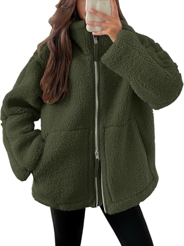 Onsoyours Teddyjacke Damen Teddyfleece Jacke Warme Winterjacke Einfarbig Fleecejacke mit Taschen Reißverschluss Plüschjacke Wintermantel A Armeegrün S Onsoyours Teddyjacke Damen Teddyfleece Jacke Warme Winterjacke Einfarbig Fleecejacke mit Taschen Reißverschluss Plüschjacke Wintermantel A Armeegrün S von Onsoyours